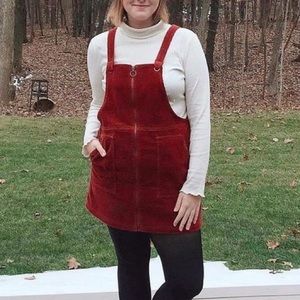 Corduroy Overall Dress, Rust, Size XL